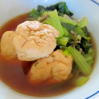 小松菜と一口がんもと煮干の煮物